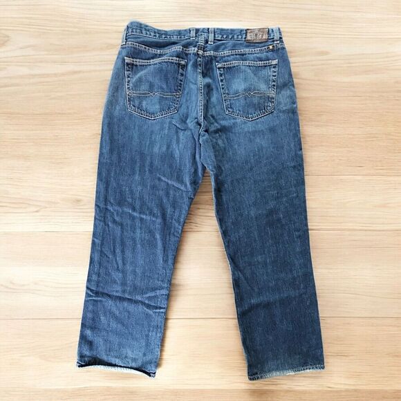 Lucky Brand Jeans Mens 38x30 Blue 181 Relaxed Straight Light Denim Distressed - Picture 2 of 13